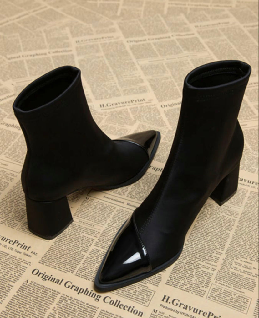 Patched Design Ankle Boots